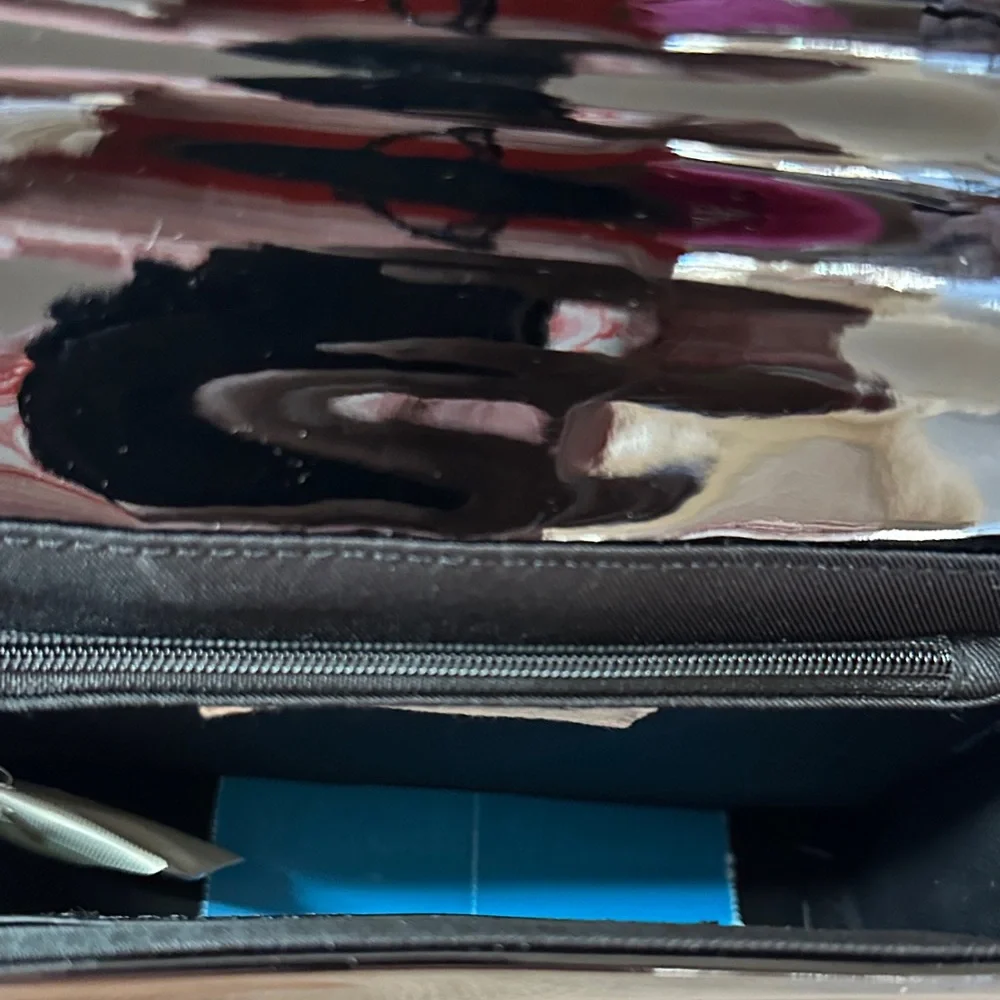 Rachel Zoe Glossy Black Clutch with Crystal Accents
